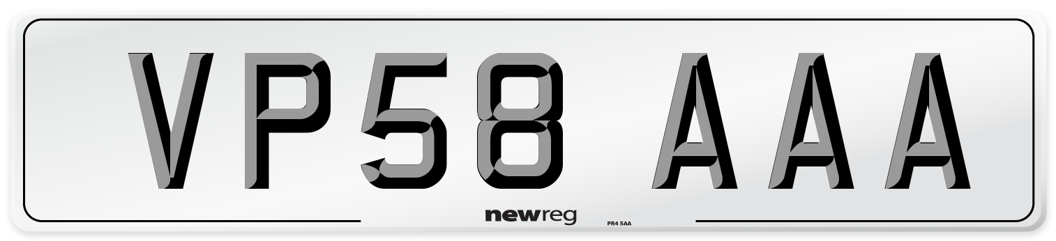 VP58 AAA Number Plate from New Reg